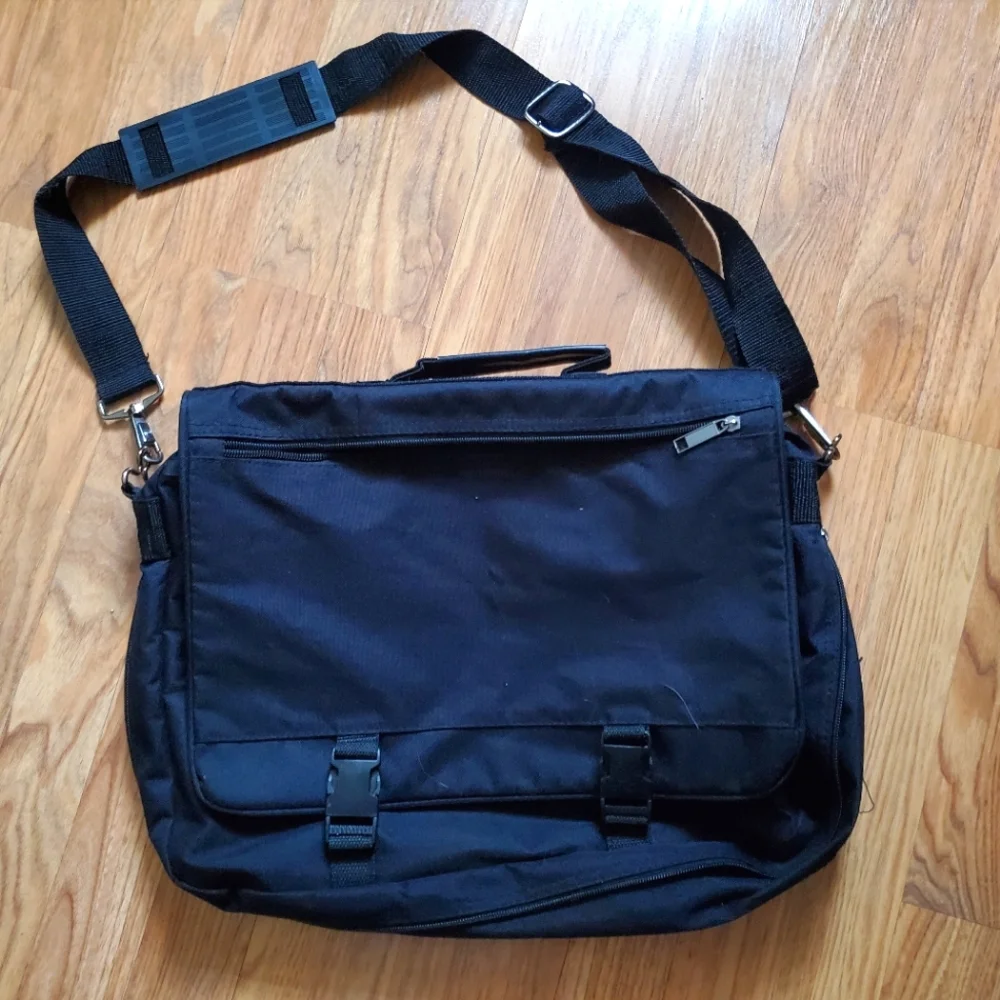 laptop bag, black nylon
